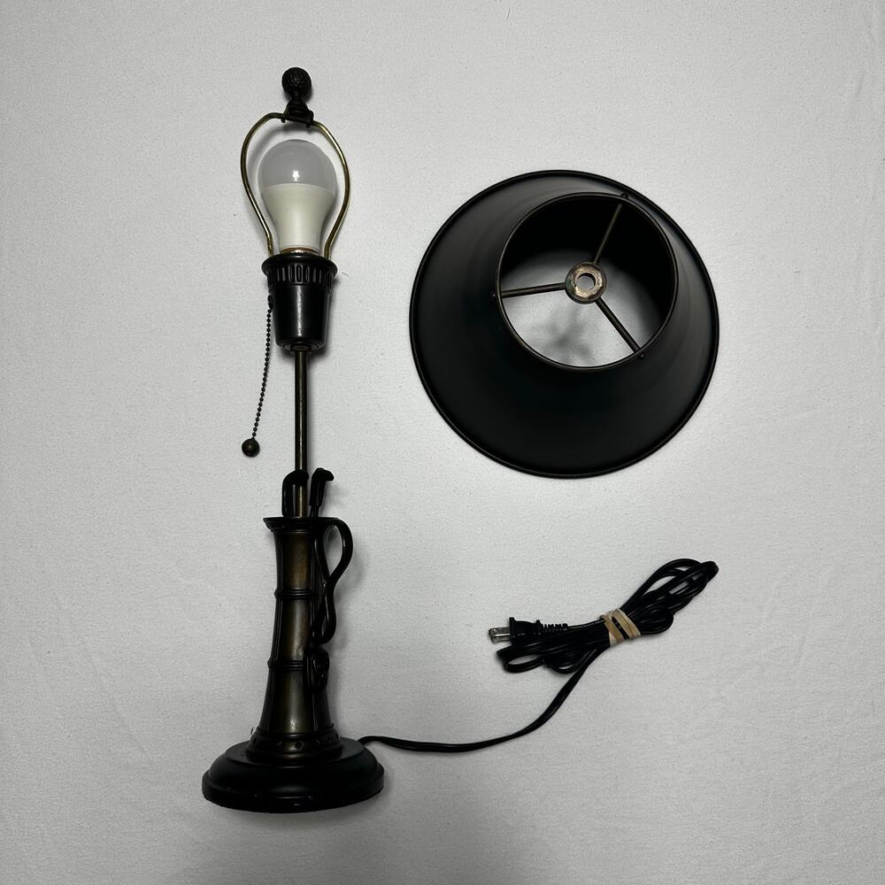Vintage Brass Golf Bag Club Table Lamp TESTED